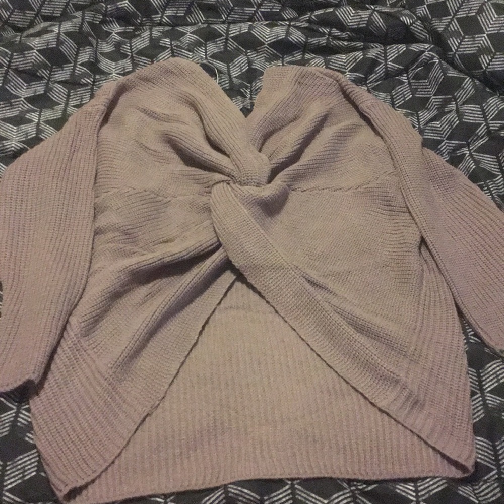 Waffle knit knotted back sweater